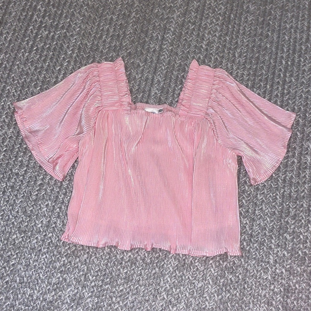 Queen of sparkles baby pink flutter top